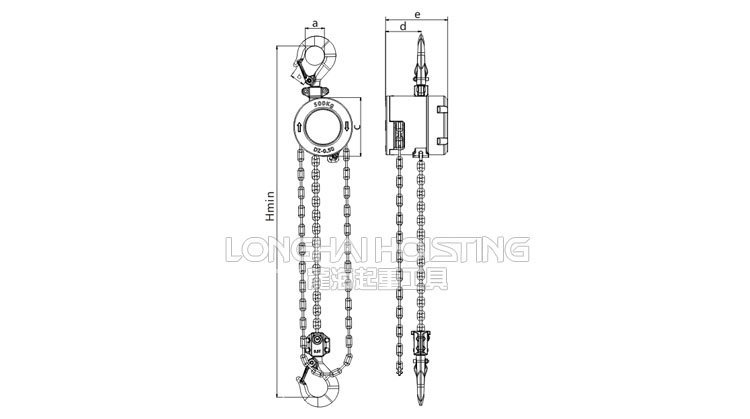 龍升MACH鋁合金手拉葫蘆尺寸