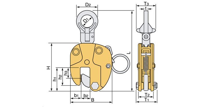 SVC-E世霸豎吊鋼板起重鉗尺寸