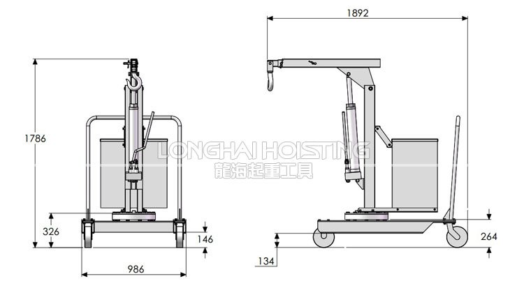 手動旋轉液壓小吊車尺寸